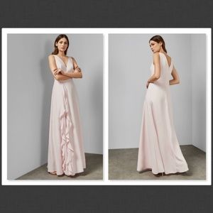 Ted Baker London Azaelea Pale Pink Ruffle Maxi Dress Size 1TB =0-2 US